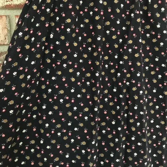 Vtg🎀Gunne Sax Black Calico Skirt Size S Prairie Midi Lace Trim👒🌾(RESERVED) - Picture 3 of 15